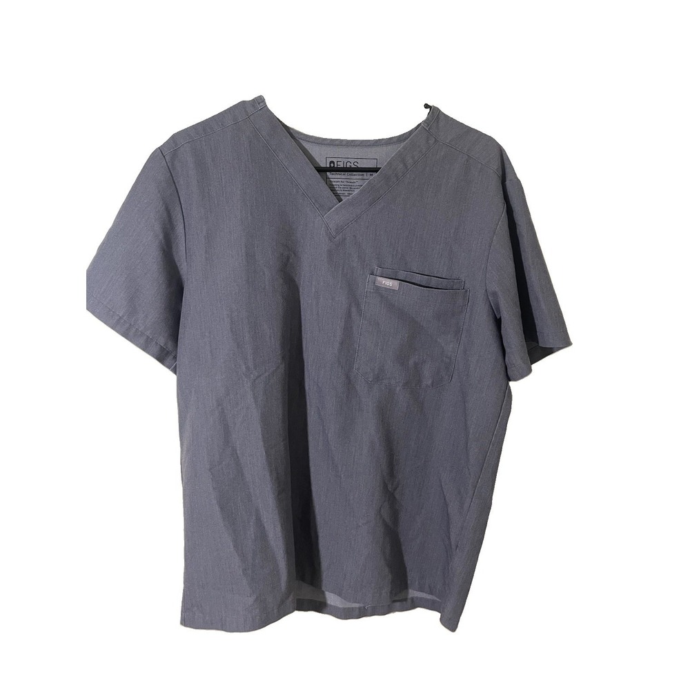 FIGS Scrub Top Womens Medium Gray V Neck Technical Collection Shirt Medical